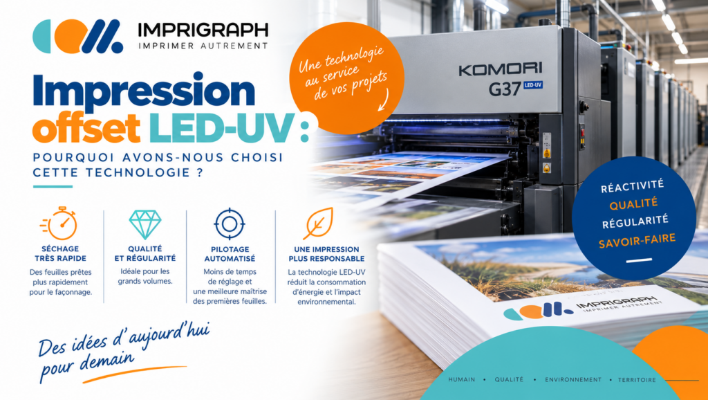 Impression offset LED-UV chez Imprigraph avec la presse Komori G37