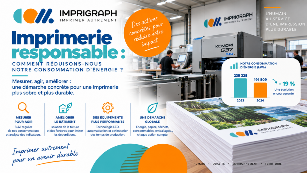 Réduction de la consommation d’énergie de l’imprimerie Imprigraph entre 2023 et 2024